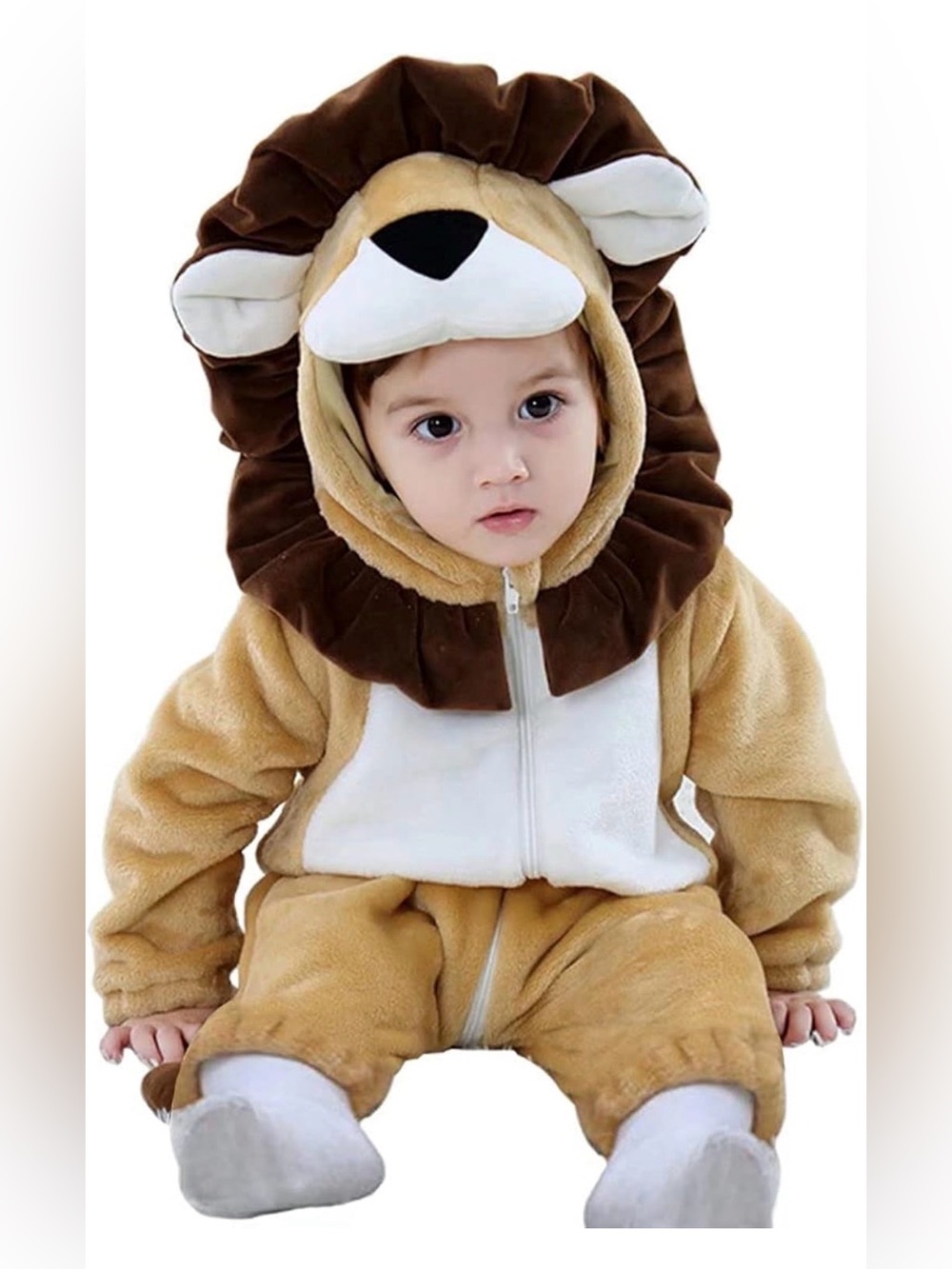 Children's Brown Lion Costume Hoodie Romper 12-18 months